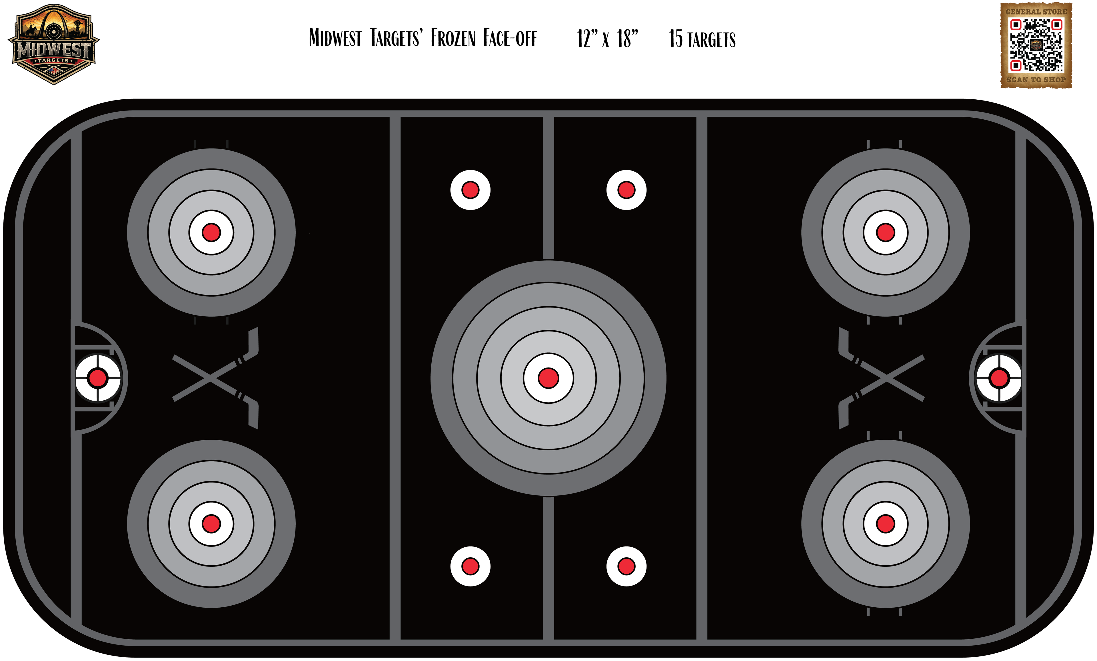 12x18" Frozen Face-off Ice Hockey Shooting Range Target 15-Pack