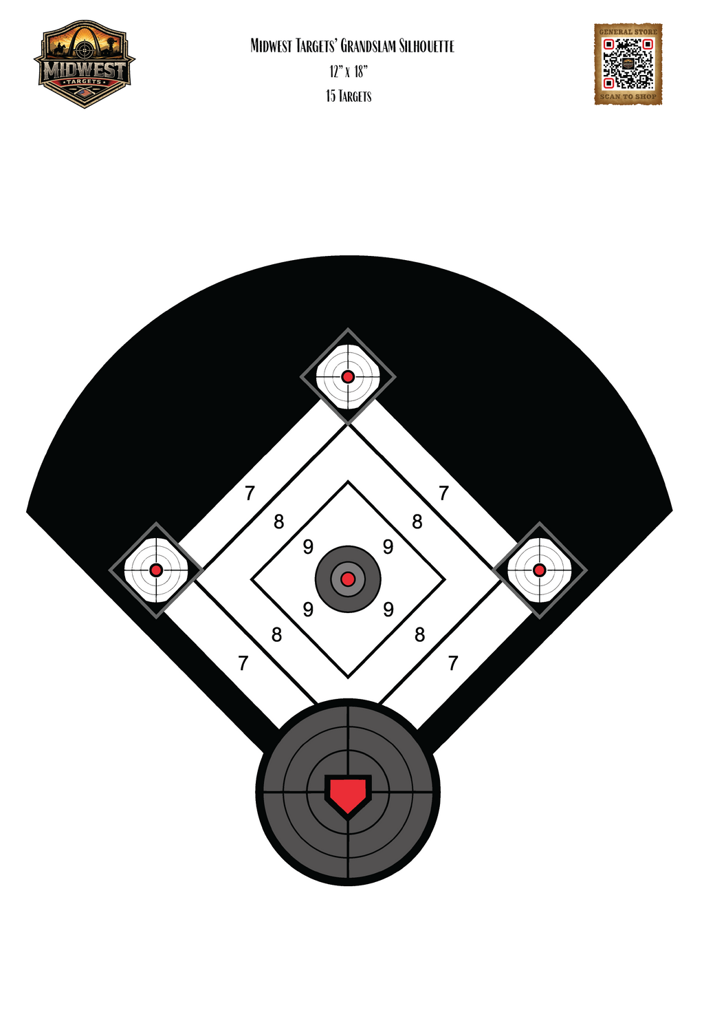 12x18" Baseball Theme Silhouette Range Target 15-Pack